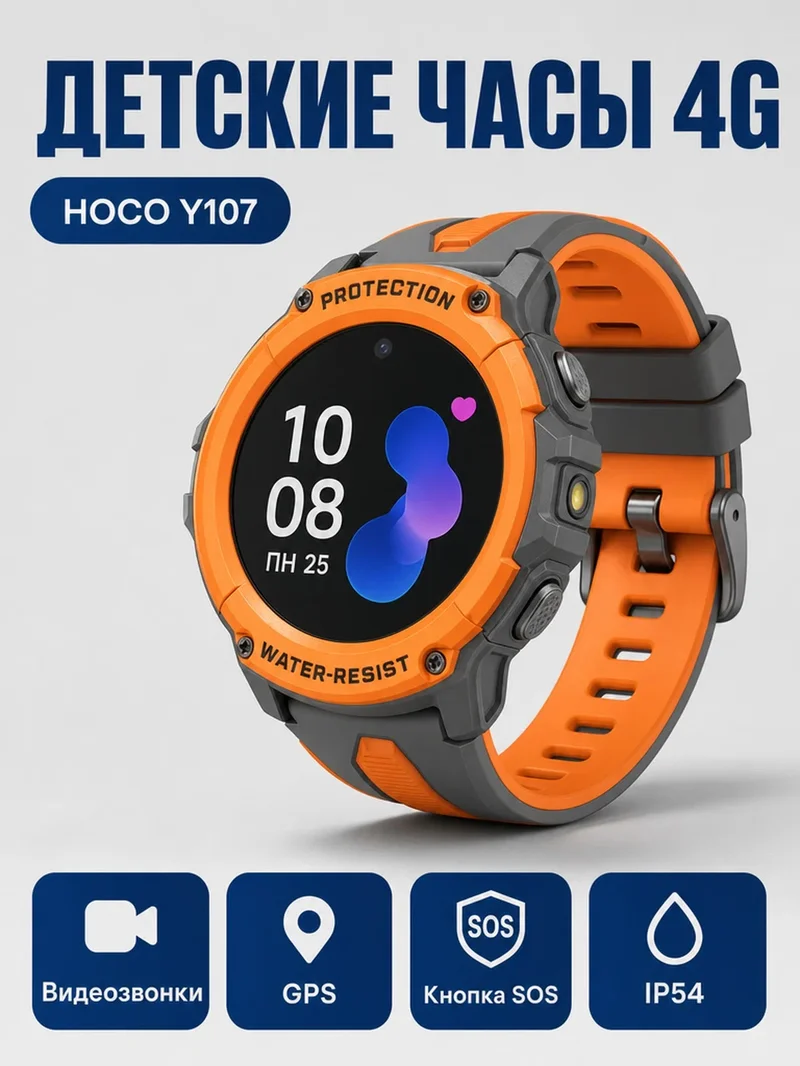 Hoco Y107 детские смарт-часы с GPS оранжевые